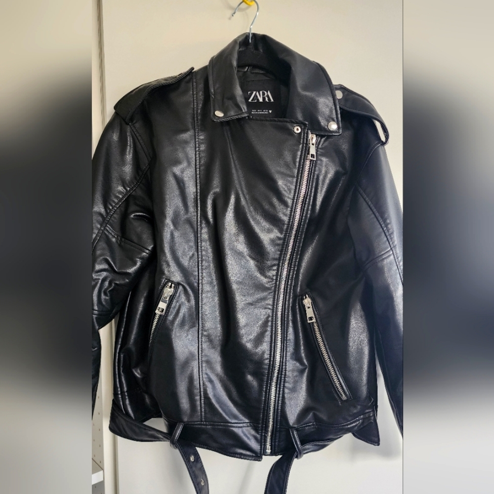 ZARA oversized faux leather jacket